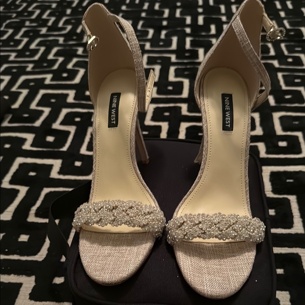 Nine West Women's Cream Heeled Sandals